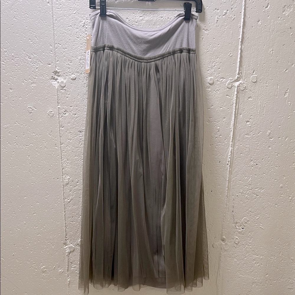 Chic Frost Gray /Walnut Tulle Maxi Skirt - NWT